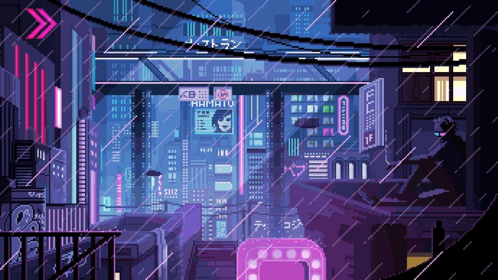 Пиксельный киберпанк город / Pixel Cyberpunk City