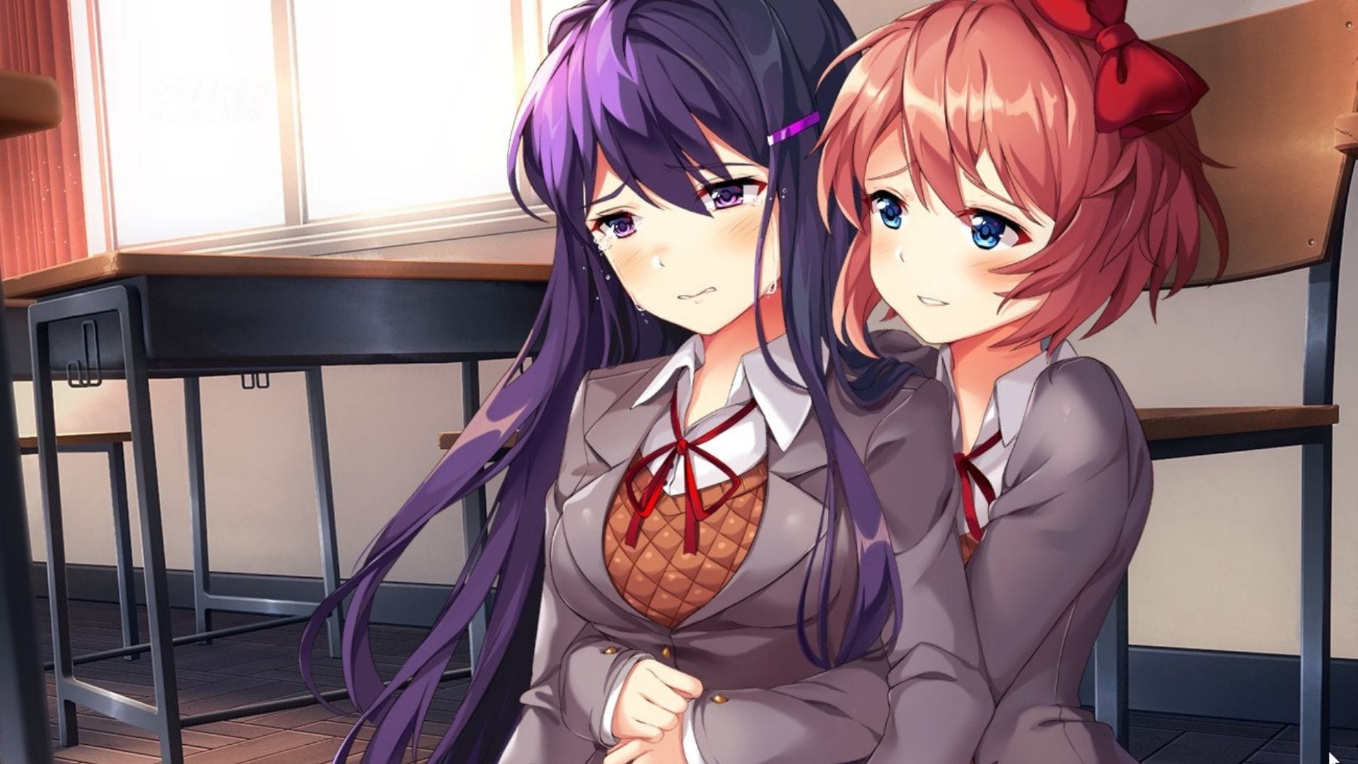 Доки плюс. Юри ДДЛК. Юри DDLC. Юри и Сайори доки доки.