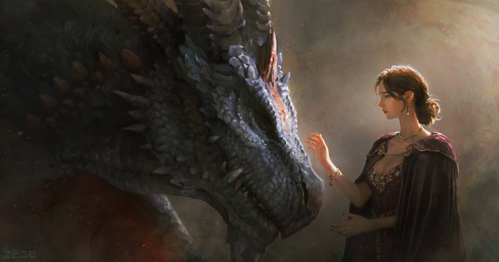 Девушка и морда дракон