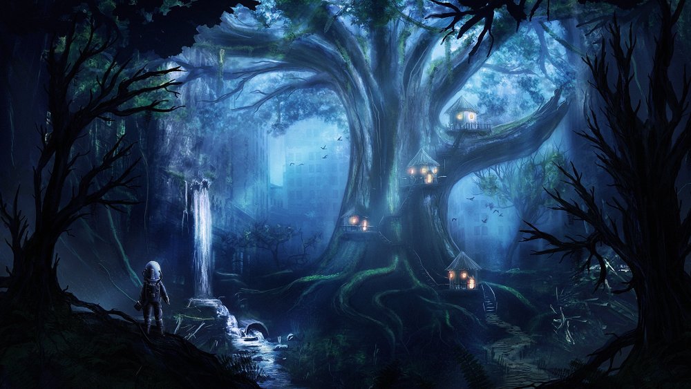 Сказочный ночной лес