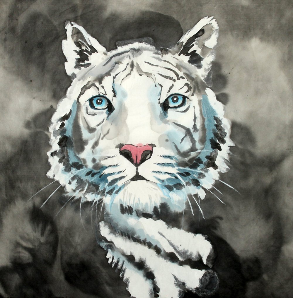 Белый тигр китайская живопись