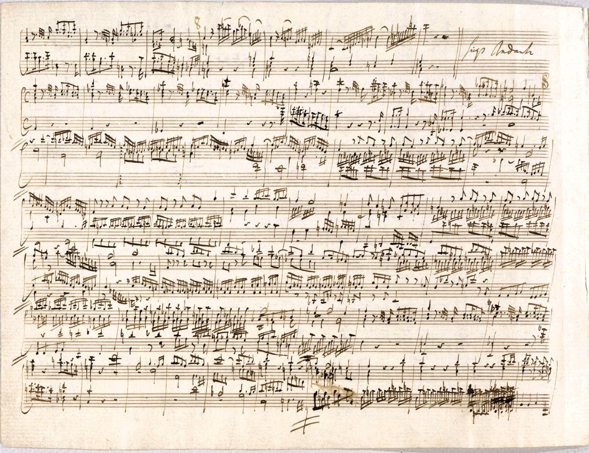Нотная рукопись Моцарт