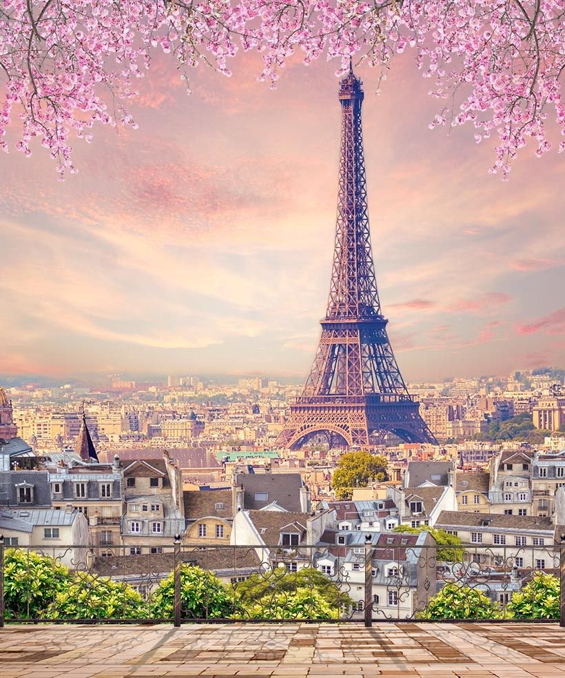 Весенний Париж Эйфелева башня