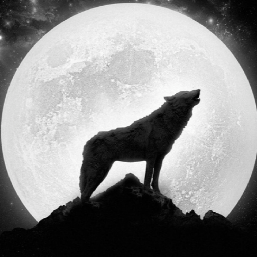 Пиксель арт волк воет на луну