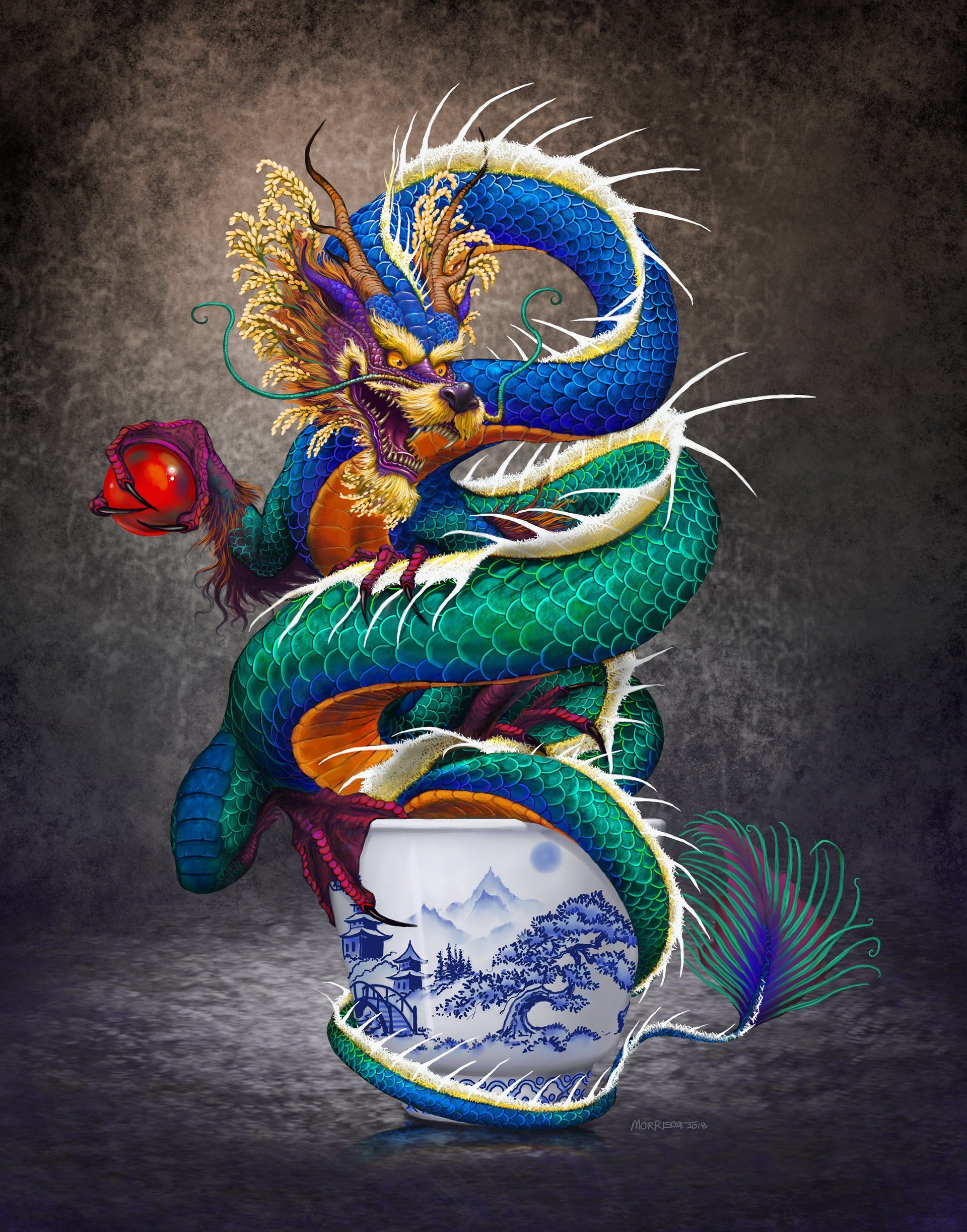 Японский дракон арт