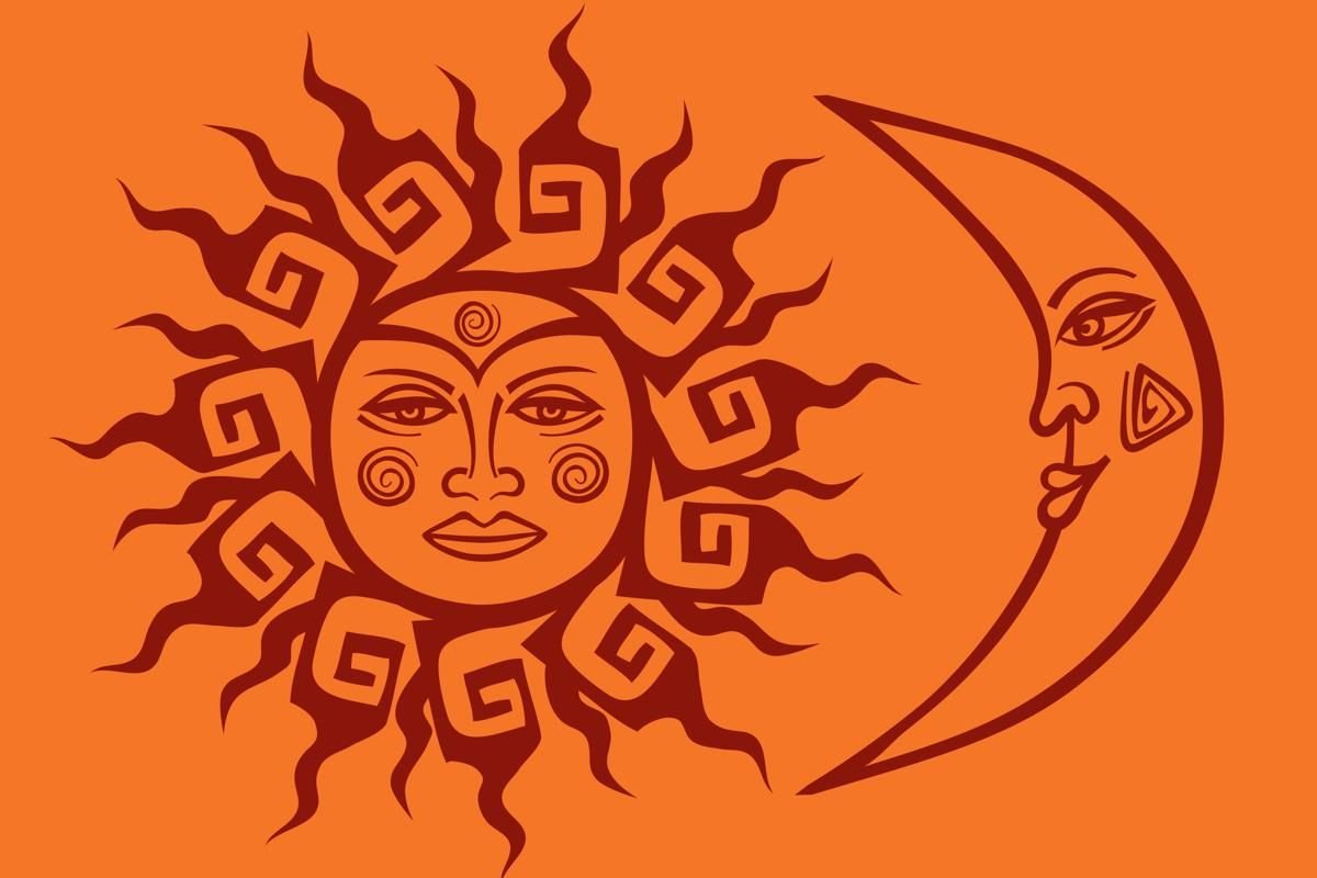 Солнце и Луна стилизация
