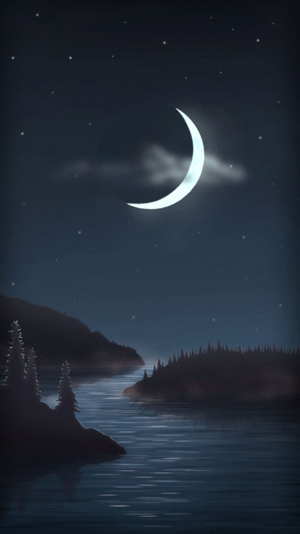 Ночь Луна вода
