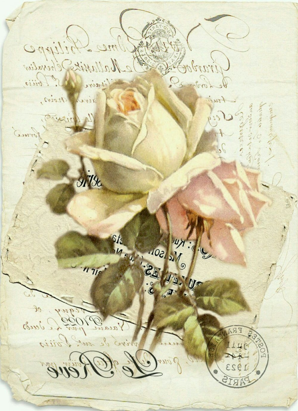 Винтажные надписи для декупажа с розами