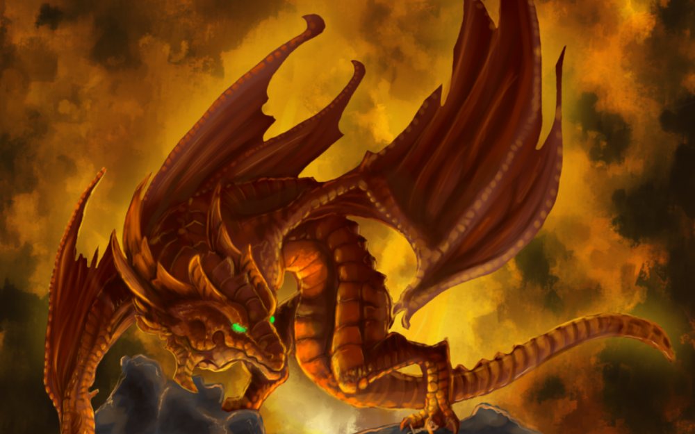 Огненный дракон живопись