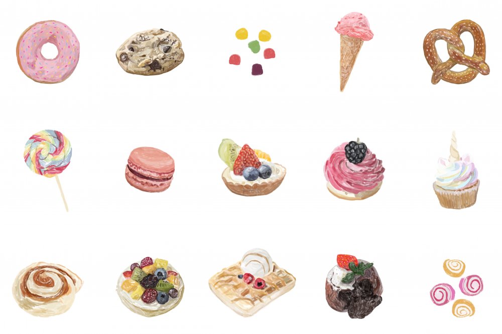 Иконки сладости в иллюстраторе