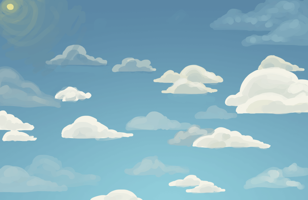 Нарисованное небо с облаками