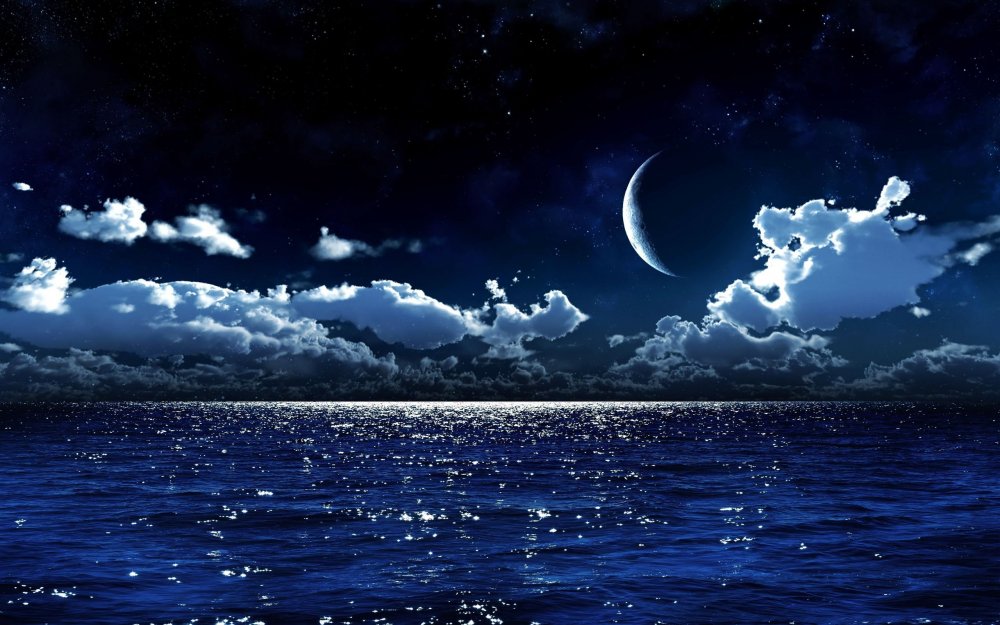 Ночное небо море