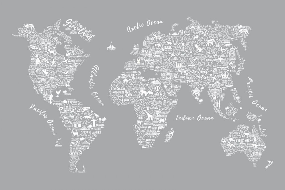 Стилизованная карта мира на стену