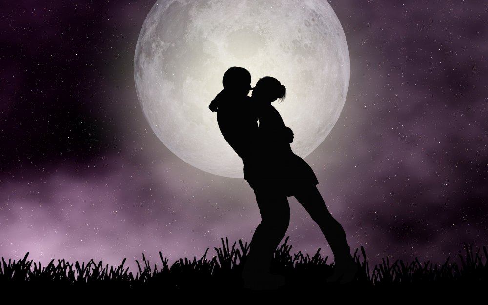 Лунная ночь и влюбленные