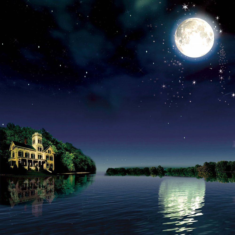 Ночь Луна звезды море