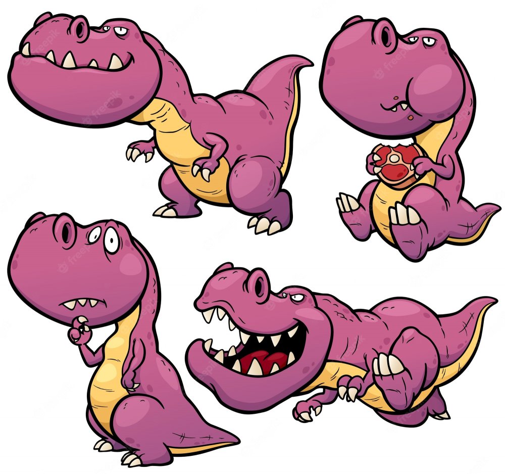 Динозавры мультяшные фиолетовый