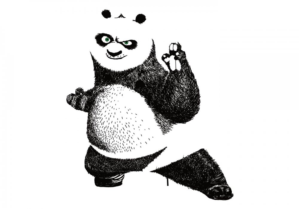 Кунг фу Панда черно белый