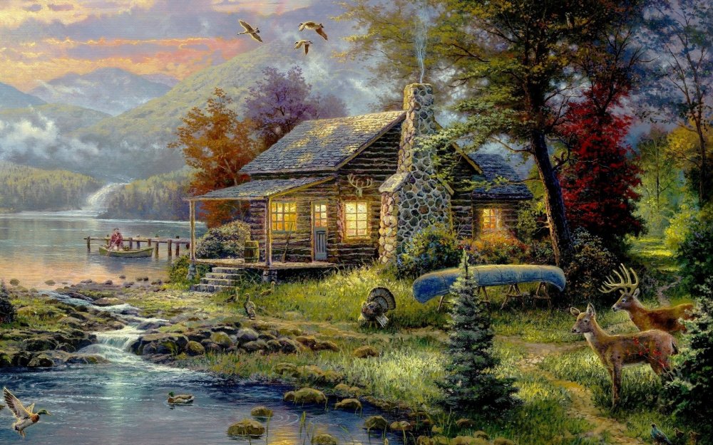 Thomas Kinkade Cathedral Mountain Lodge