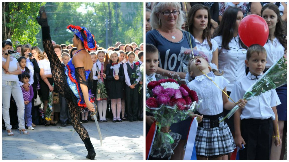 Смешные школьники на линейке