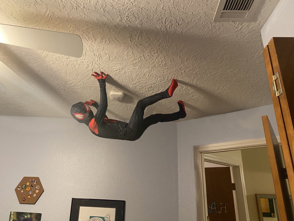 Человек паук на потолке
