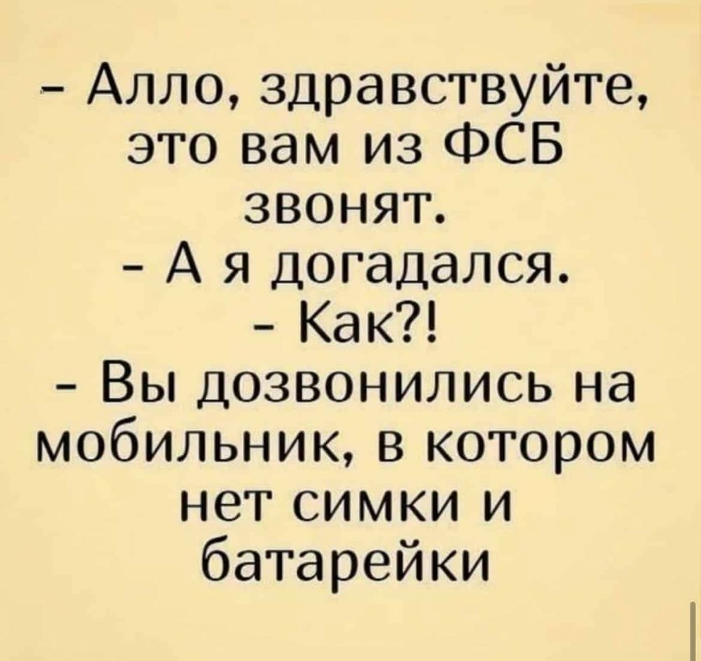 Алло Здравствуйте это вам из ФСБ звонят