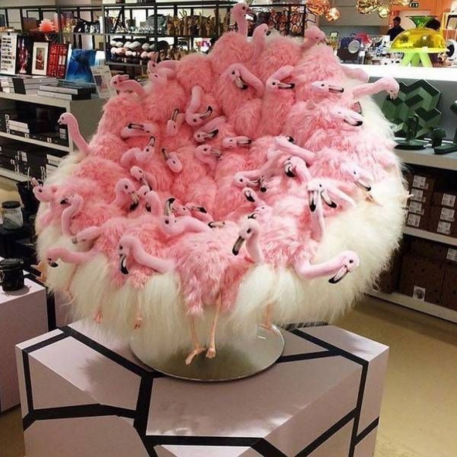 Пушистое кресло Miss Flamingo