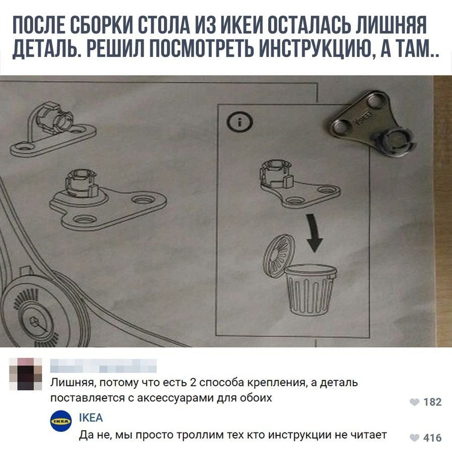 Лишняя деталь икеа инструкция