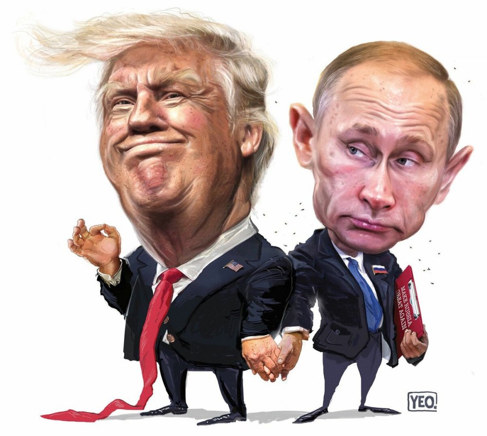 Шарж Путин Трамп Меркель