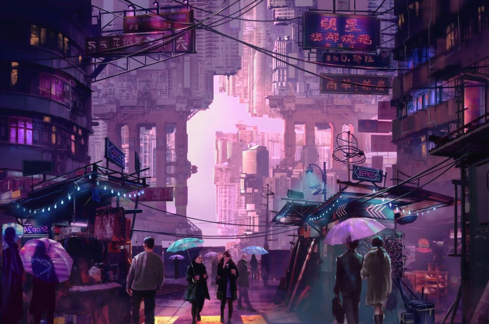 Cyberpunk Art City неон