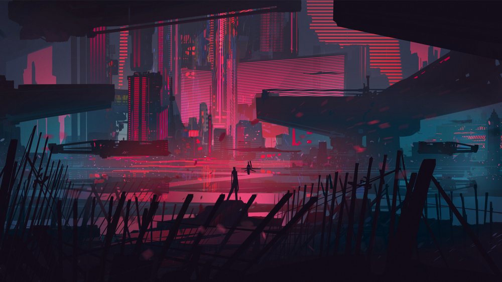 Cyberpunk Art City неон