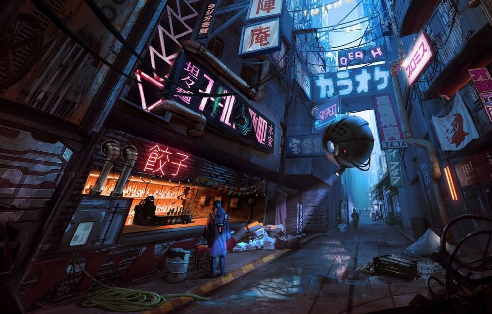 Sci Fi Cyberpunk улица арт