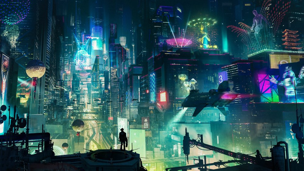 Cyberpunk 2077 Art City неон