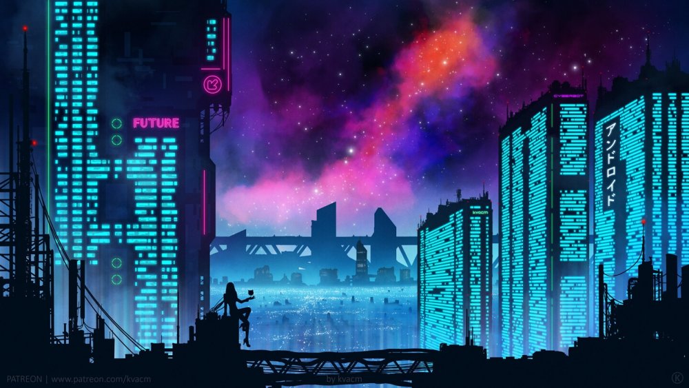 Cyberpunk Art City неон