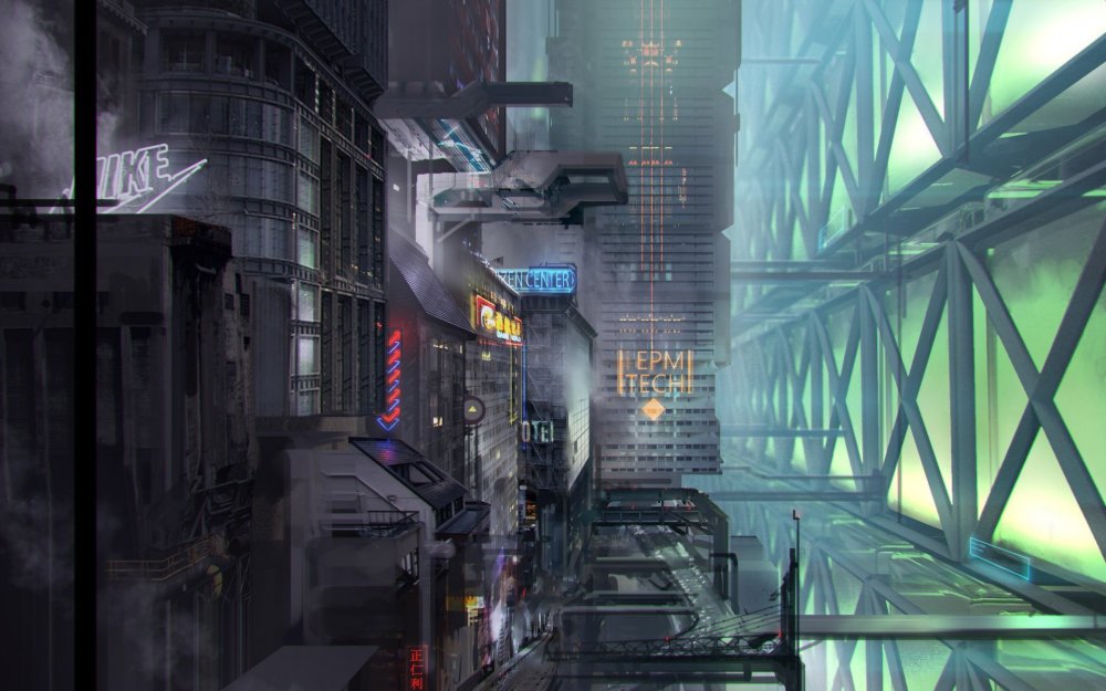 Cyberpunk Art City зеленый