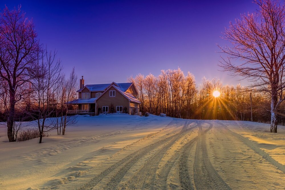Деревня в Канаде зимой