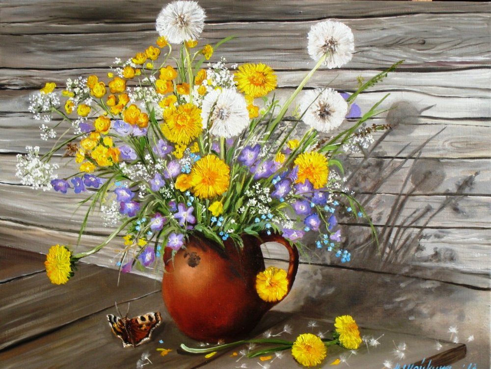 Елена Татульян натюрморт с синей вазой