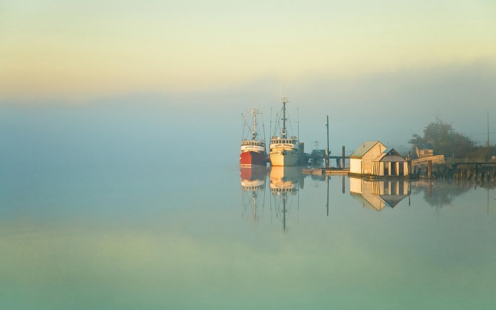 Море причал туман