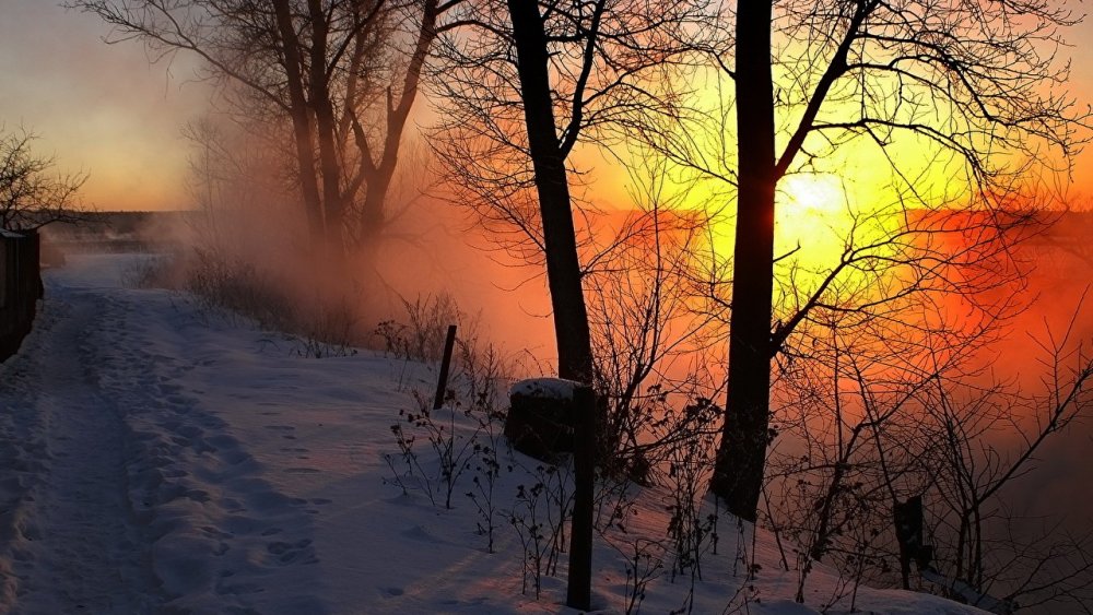 Зимний пейзаж закат