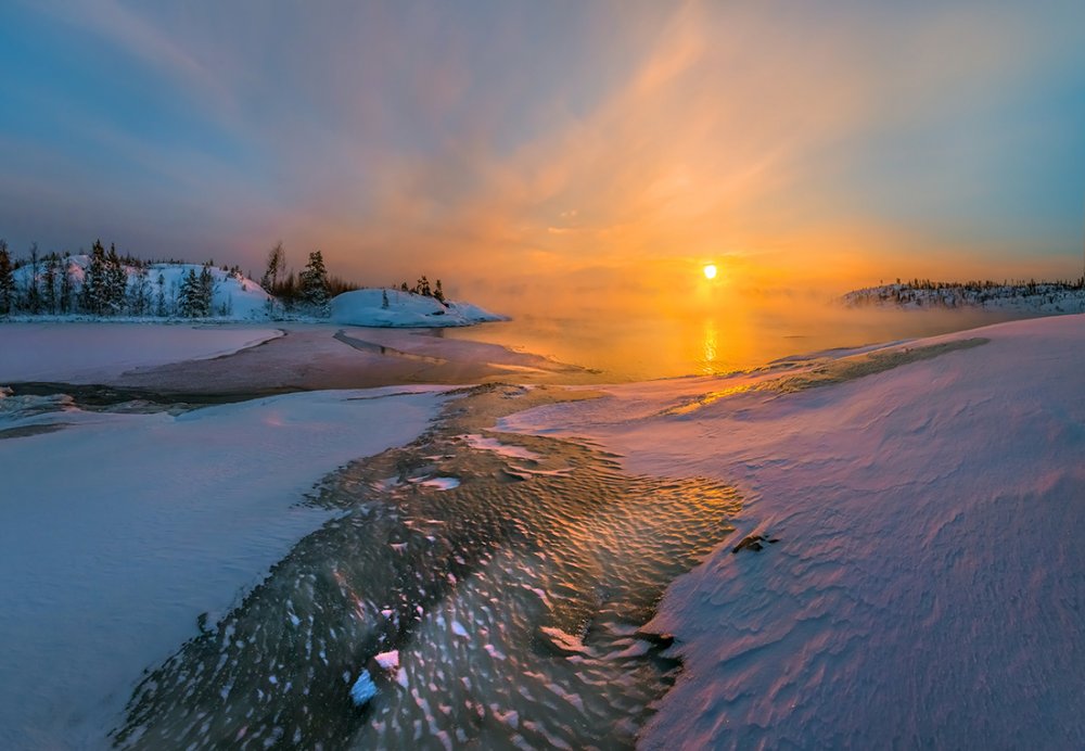 Ладожское озеро зимой Карелия