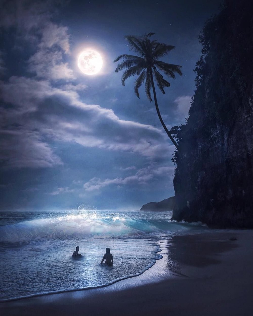 Пейзаж ночного моря