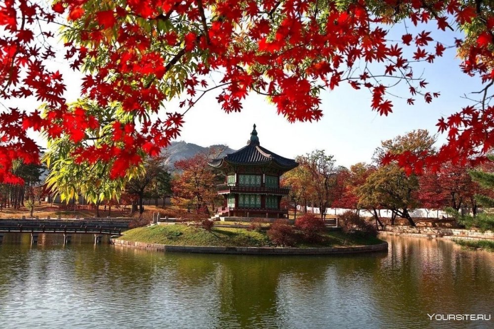 Кёнбоккун Корея дворец осенью