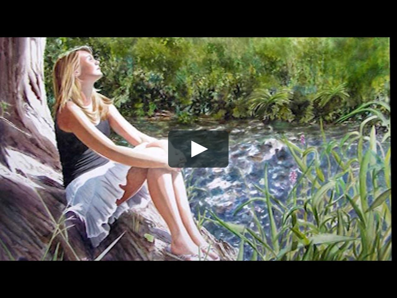Девушка на берегу реки в живописи