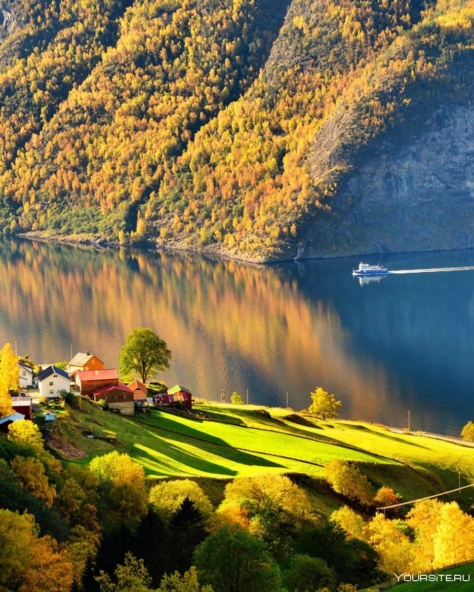 Швейцария Женевское озеро осень HD горы