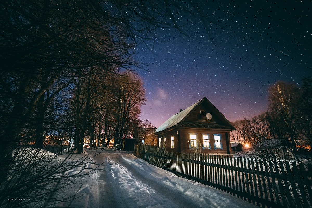 Фото ночь в деревне