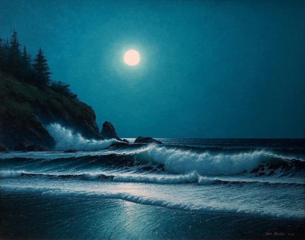 Ночное море волны