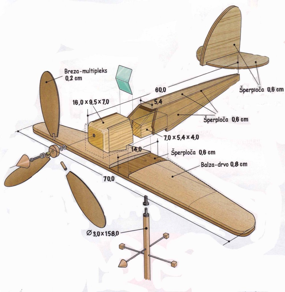 Деревянный пропеллер самолета