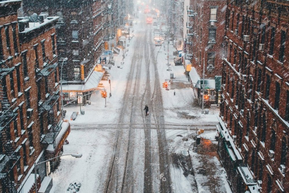 Нью-Йорк Квинс улицы зимой