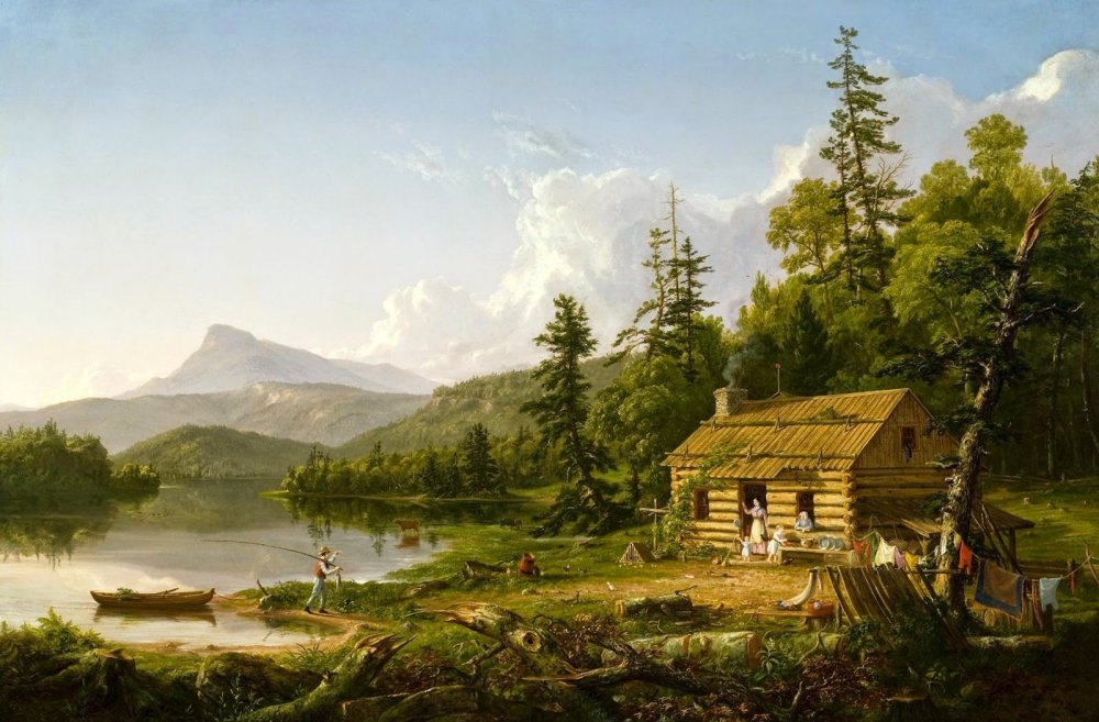 Томас Коул картина «дом в лесу» (1847)