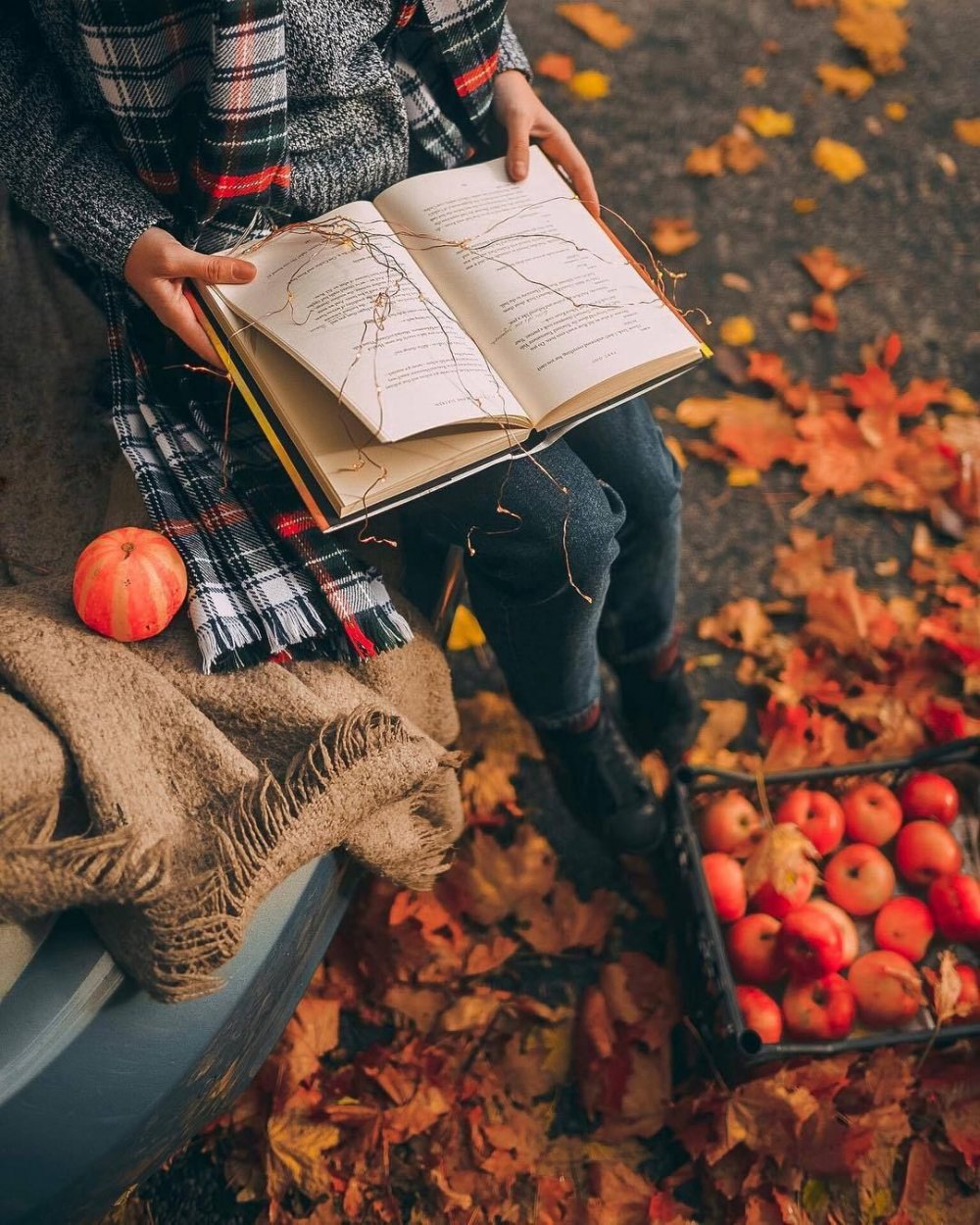 Осенняя фотосессия с книгой