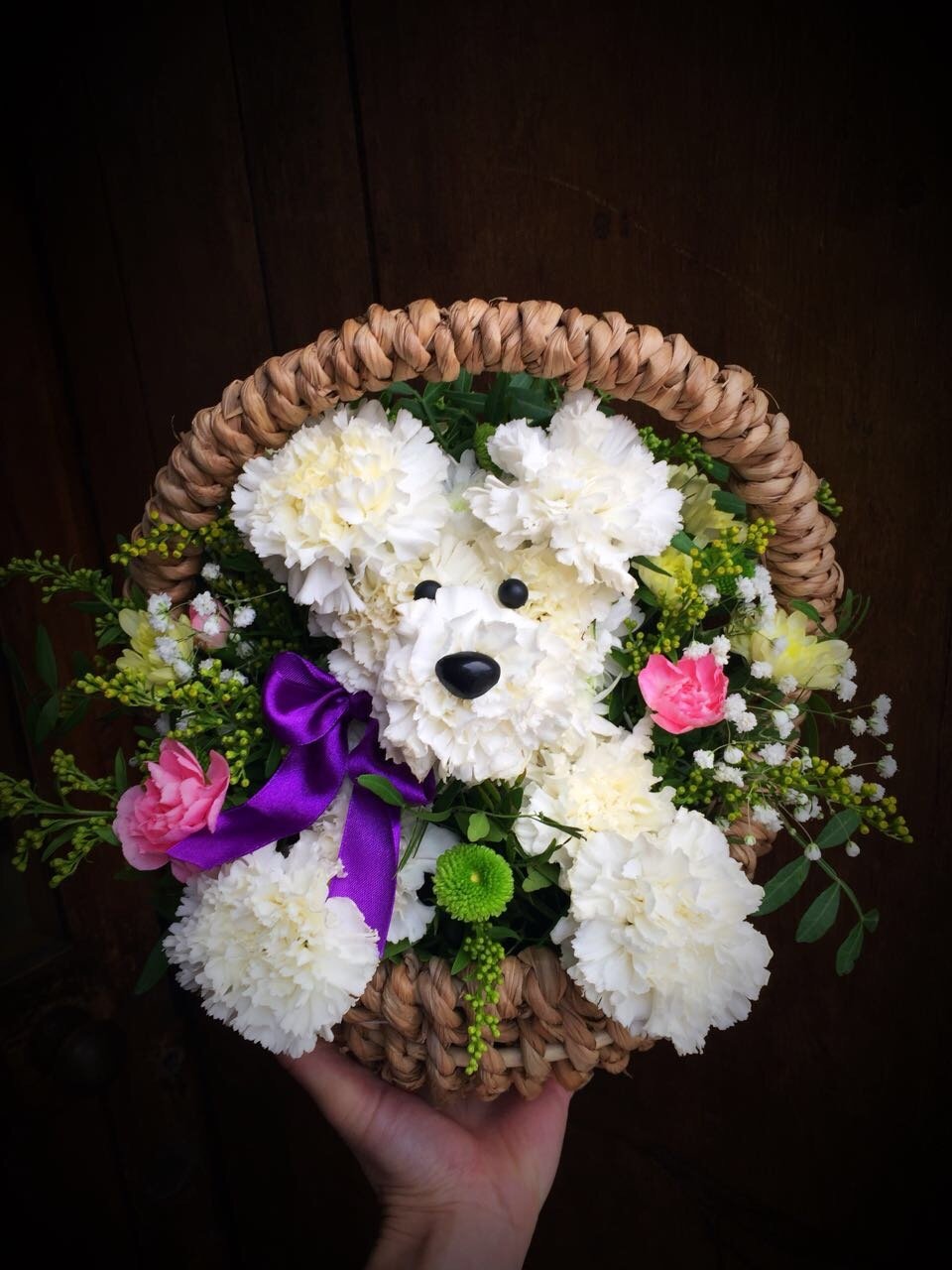 Букет собака из цветов